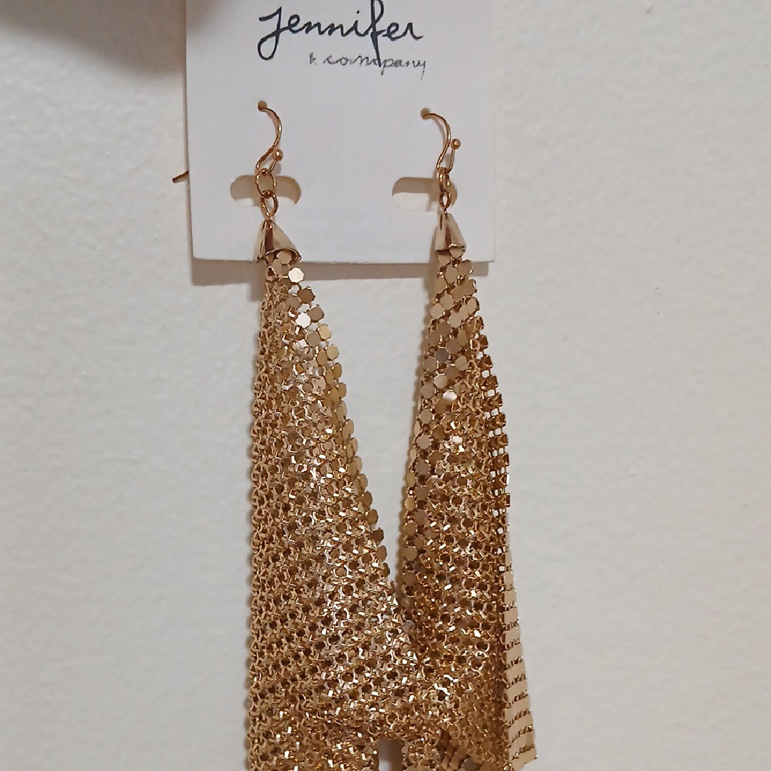 Gold Mesh Dangle Earrings